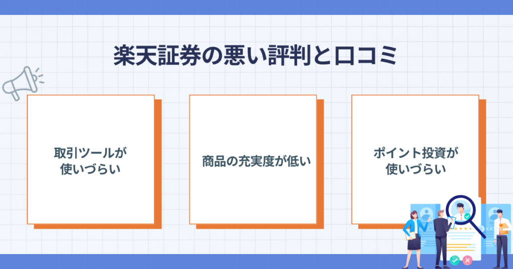楽天証券の悪い評判と口コミの要点